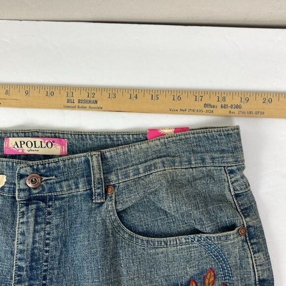 Apollo Women's Bootcut Jeans Floral Embroidered NWT 36x32 size 19/20 stretch - Picture 10 of 13